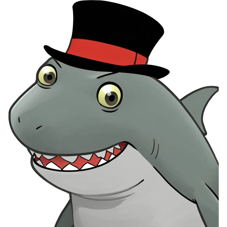 Shark with a top hat emoji