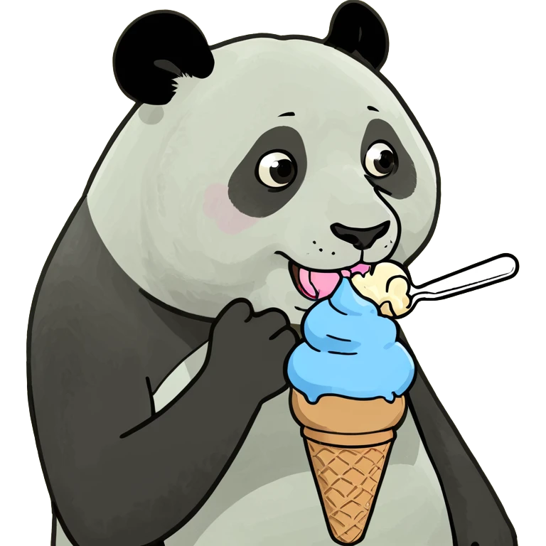Panda eating ice cream emoji