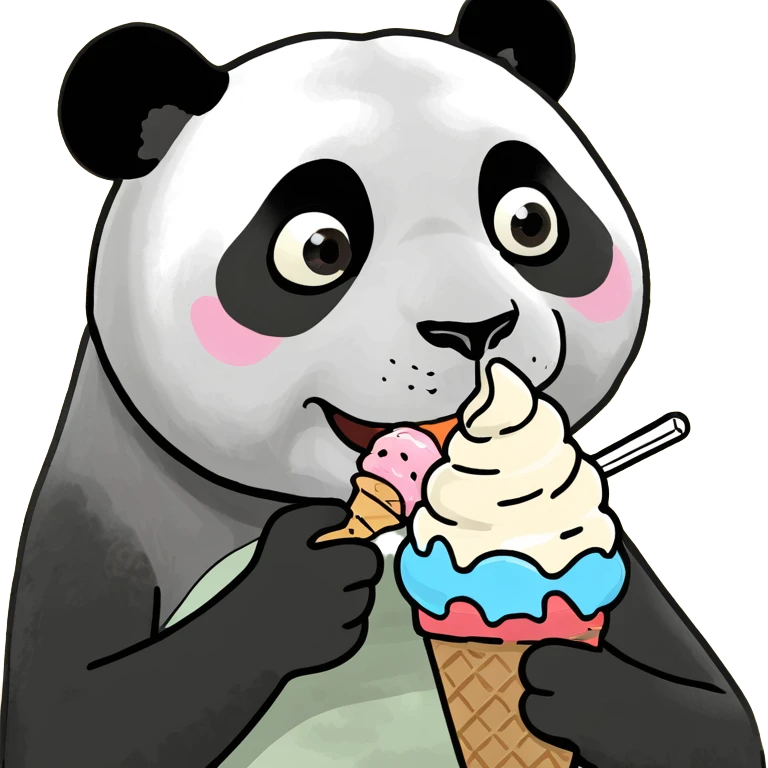 Panda eating ice cream emoji