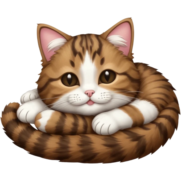 dark brown tabby and white cat in funny positions upside down with eyes closed emoji