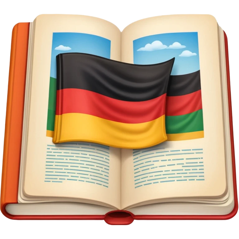 opened school textbook with a fragment of Germany emoji