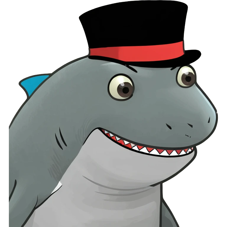Shark with a top hat emoji