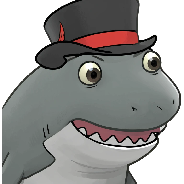 Shark with a top hat emoji
