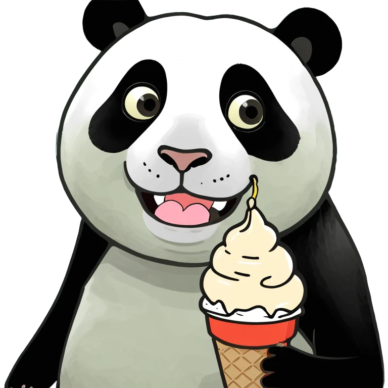 Panda eating ice cream emoji
