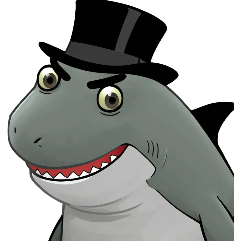 Shark with a top hat emoji