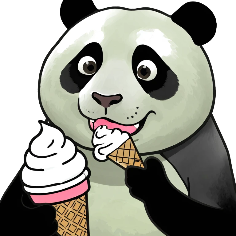 Panda eating ice cream emoji