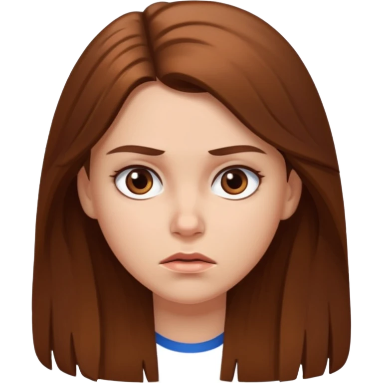 a white girl with brown long hair and brown eyes looking annoyed  emoji