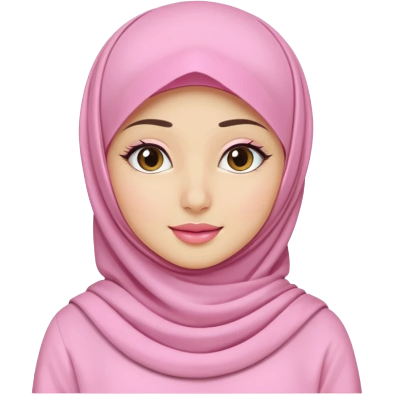 wanita hijab pink baju putih lagi skincare emoji