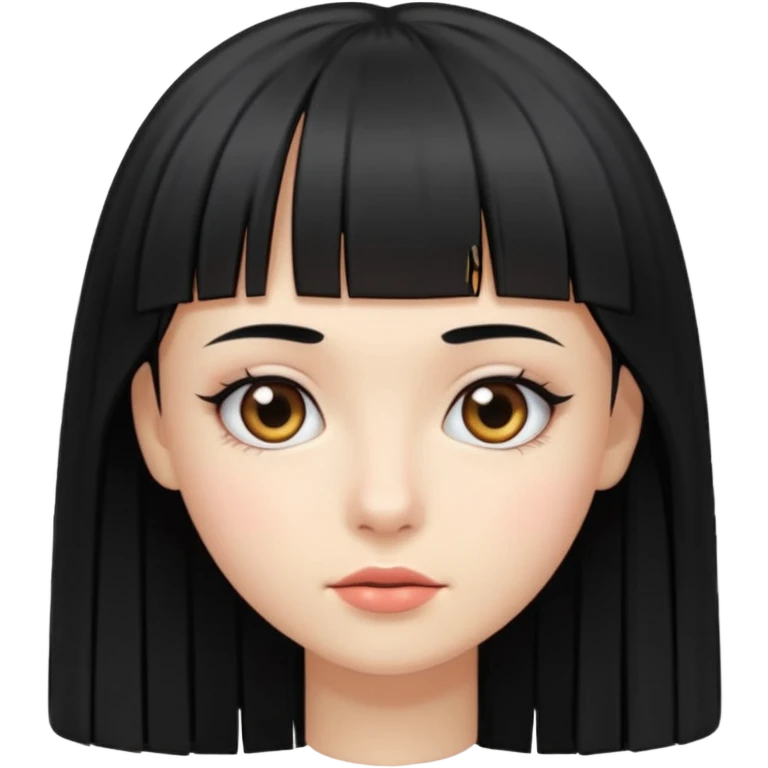 girl with long straight hair and micro bangs emoji