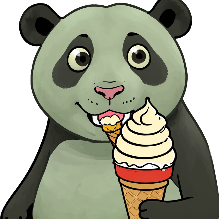 Panda eating ice cream emoji