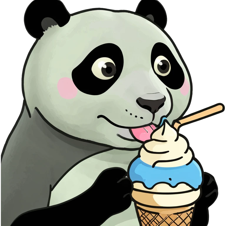 Panda eating ice cream emoji
