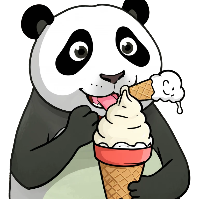 Panda eating ice cream emoji