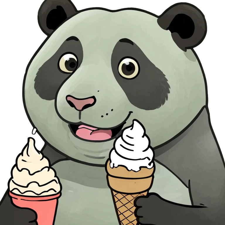 Panda eating ice cream emoji