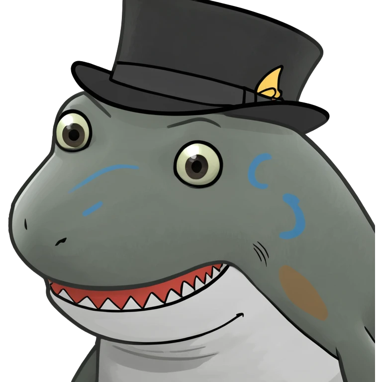 Shark with a top hat emoji