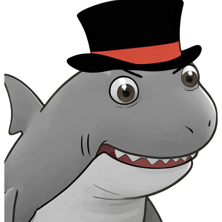 Shark with a top hat emoji