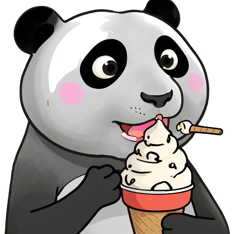 Panda eating ice cream emoji