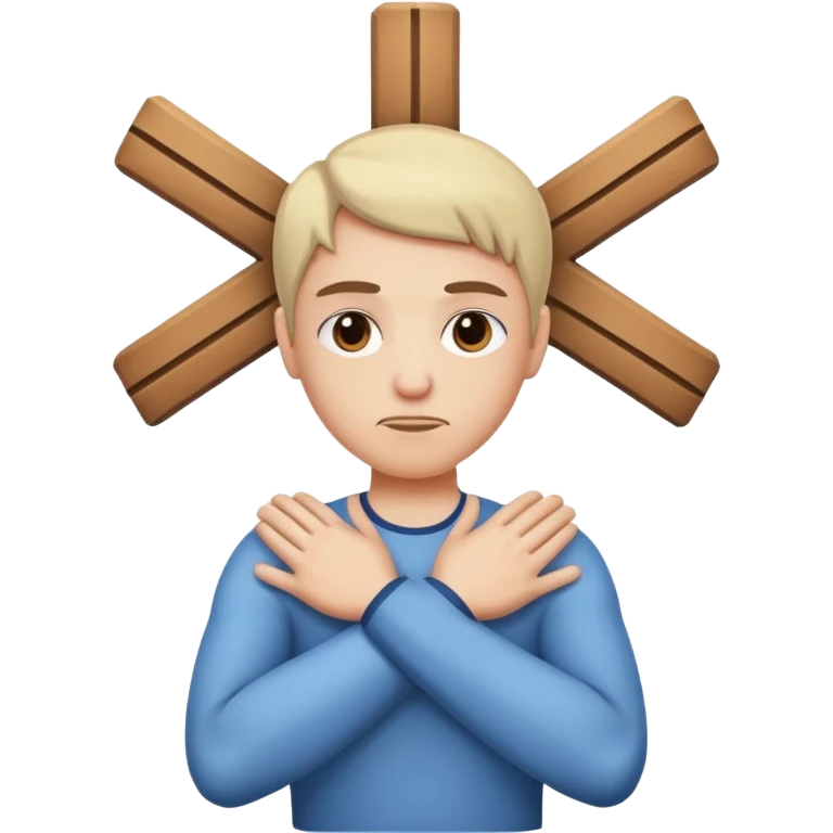 Character making a cross with his arms and raising a brow  emoji