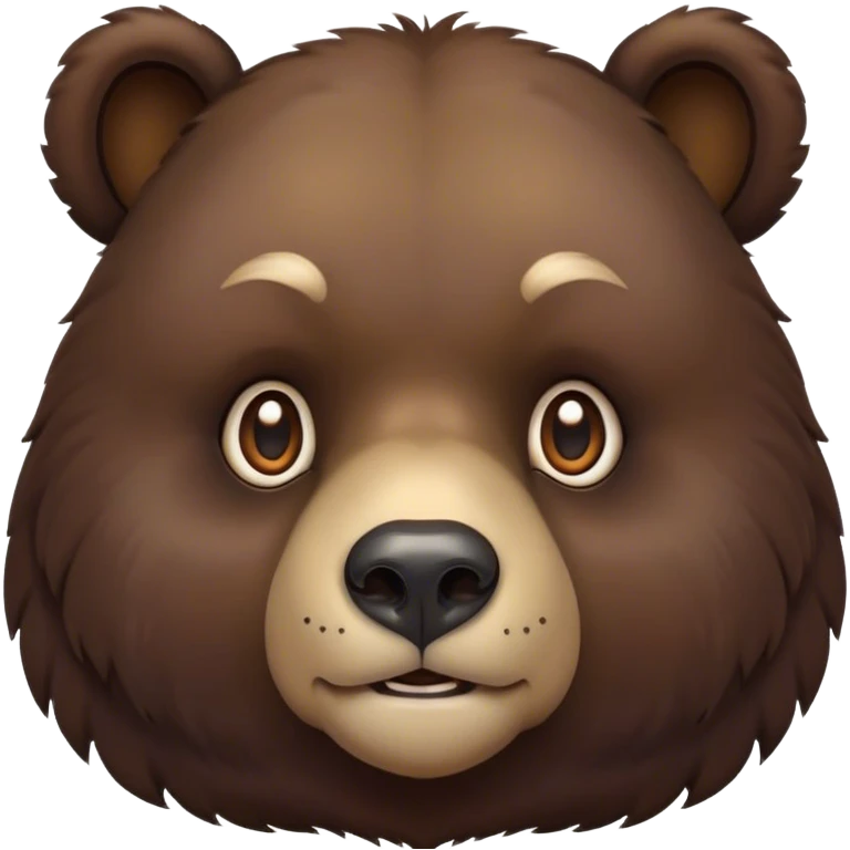 Cinematic Noble Bear Portrait Emoji, Poised and regal, with a large, imposing build and a thick, well-groomed rich dark brown fur, deep-set soulful eyes, Simplified yet sharp and sophisticated features, highly detailed, glowing with a soft, dignified glow, high shine, intelligent and formidable, stylized with an air of wild majesty, focused and attentive, soft glowing outline, capturing the essence of a watchful and commanding guardian, so majestic it feels as though it could lumber out of the screen with effortless authority! emoji