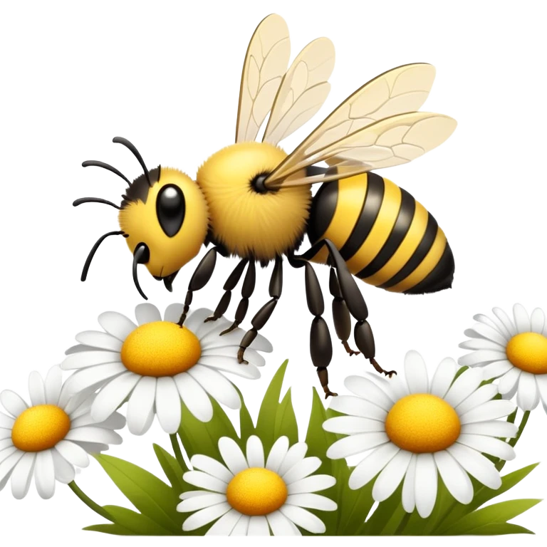 A bee smelling daisies emoji