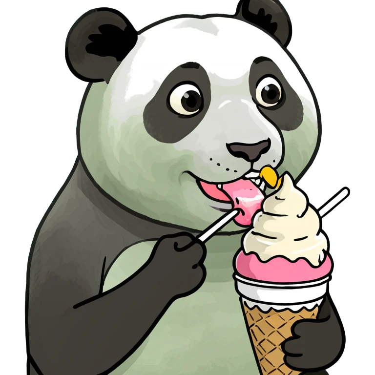 Panda eating ice cream emoji