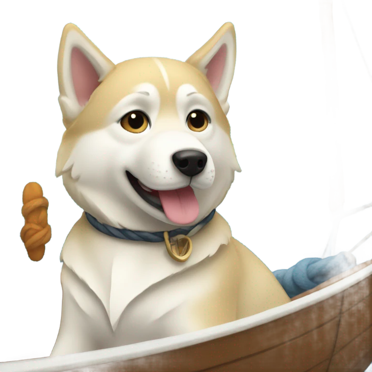 a light dorée  Husky in a sailboat emoji