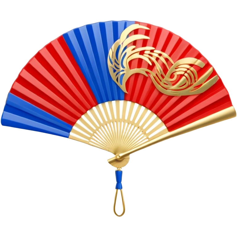 3d emoji of a japanese hand fan in glossy circuit design emoji