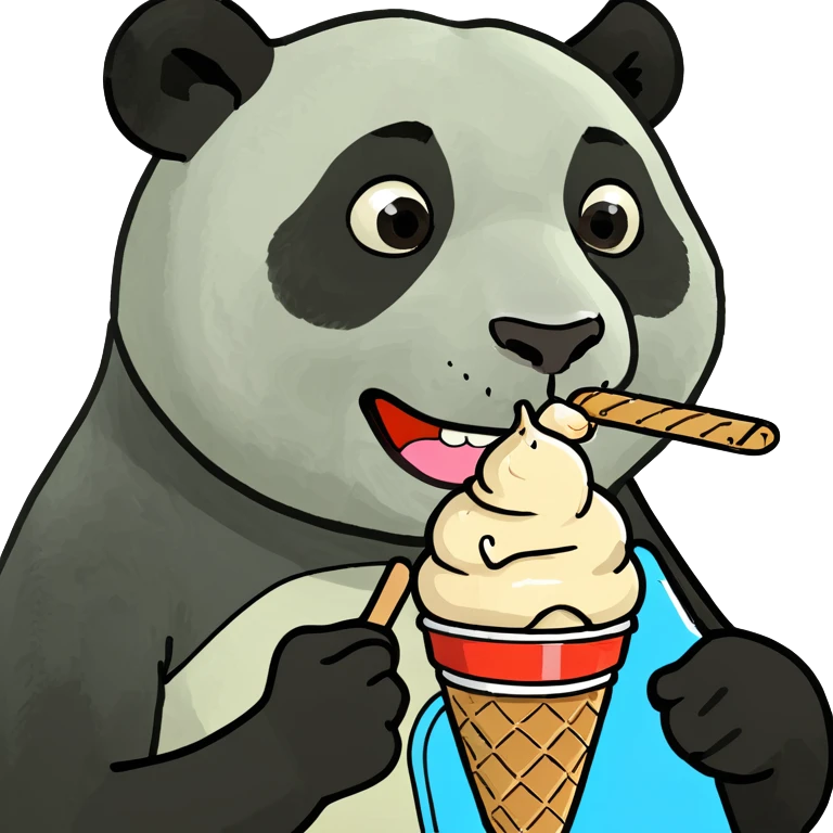 Panda eating ice cream emoji