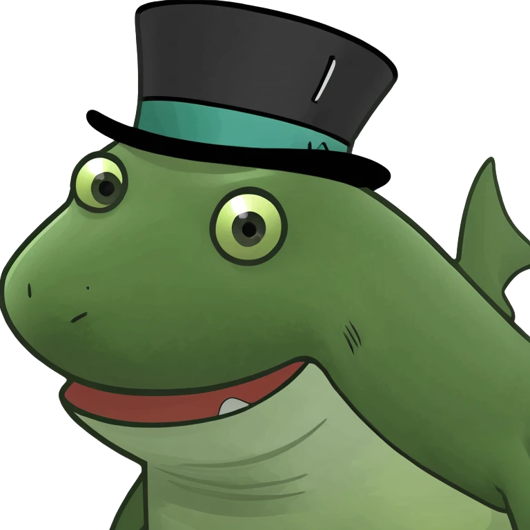 Shark with a top hat emoji