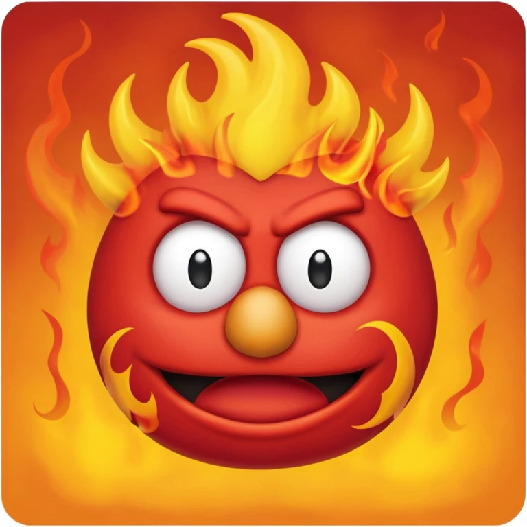 Elmo angry surrounded by fire emoji