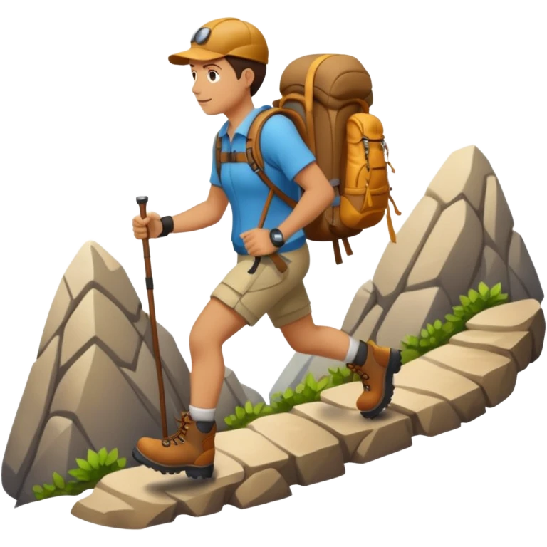Hiking uphill emoji