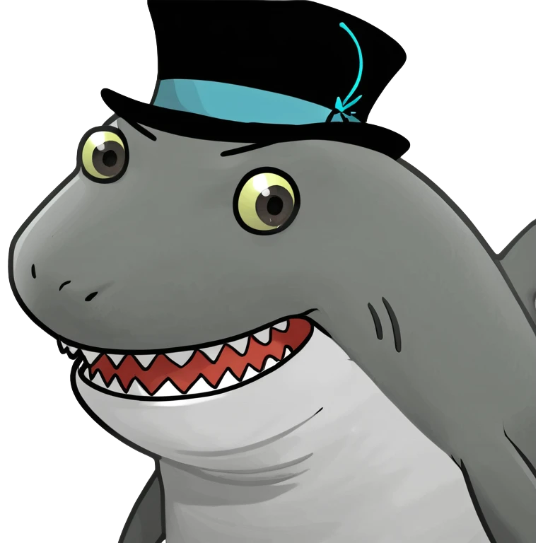 Shark with a top hat emoji