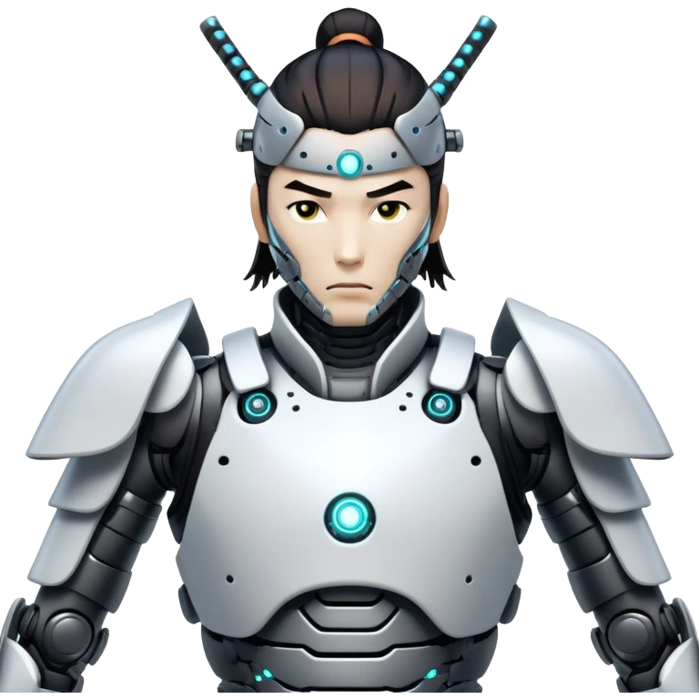 cyborg male samurai with robotic limbs and glowing cybernetic enhancements emoji