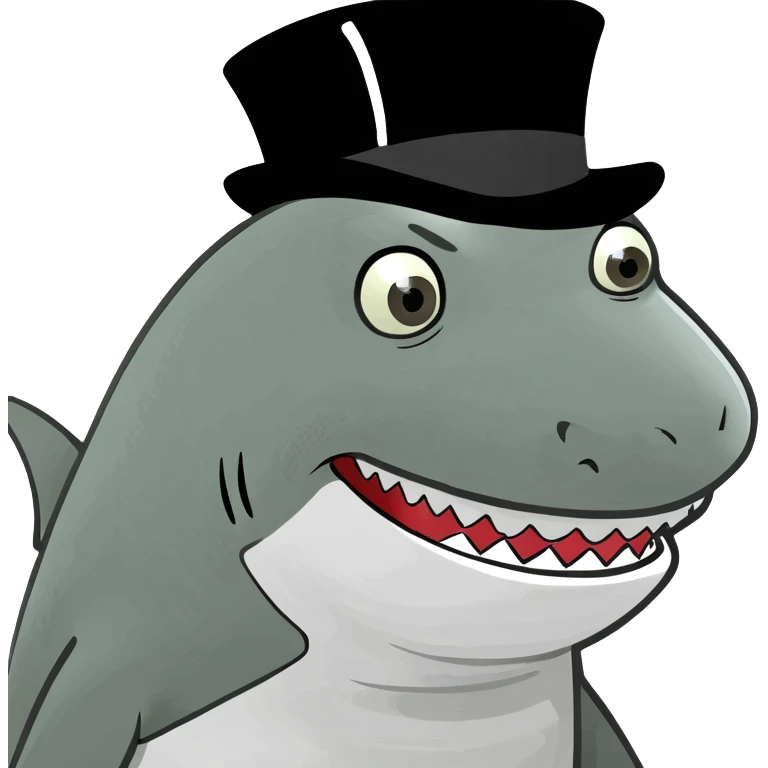 Shark with a top hat emoji