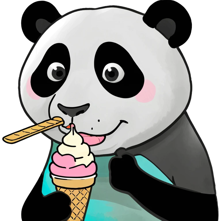 Panda eating ice cream emoji