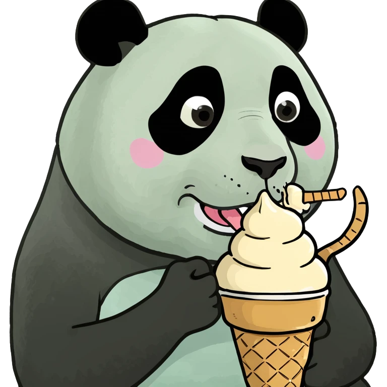 Panda eating ice cream emoji
