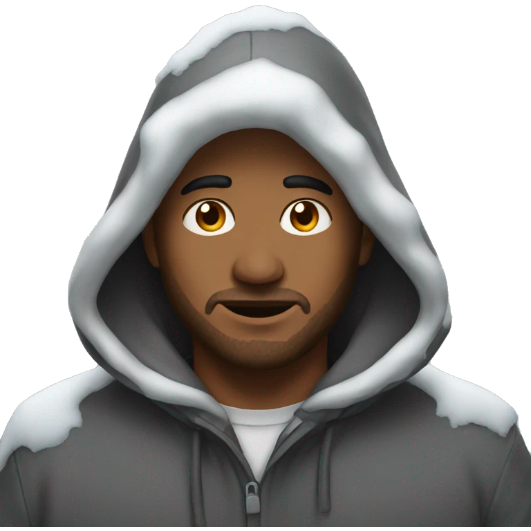 man in a hood covered with snow emoji