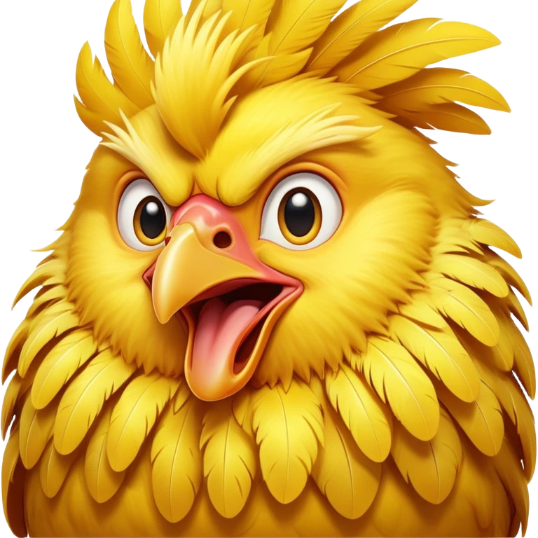 shouting yellow chicken with a funny expression emoji
