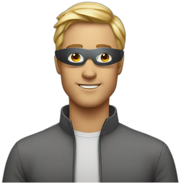 Generate an futuristic emoji of a guy wearing apple vision pro emoji