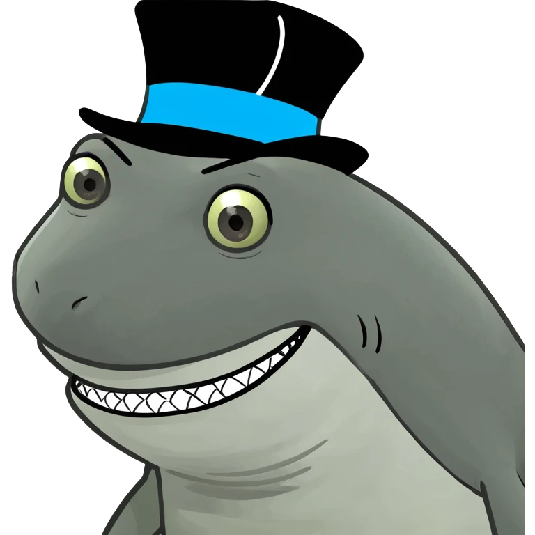 Shark with a top hat emoji