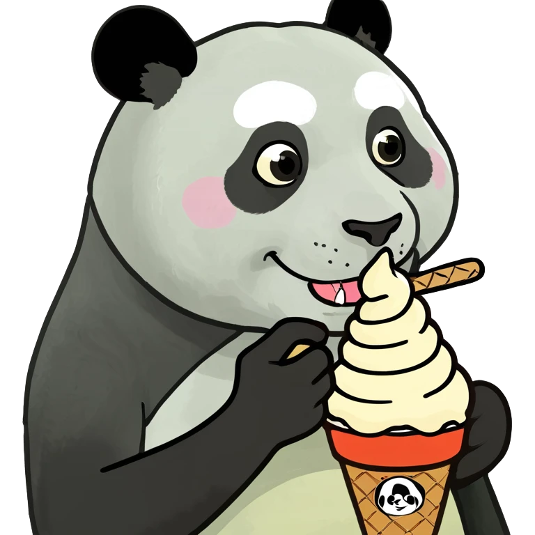Panda eating ice cream emoji