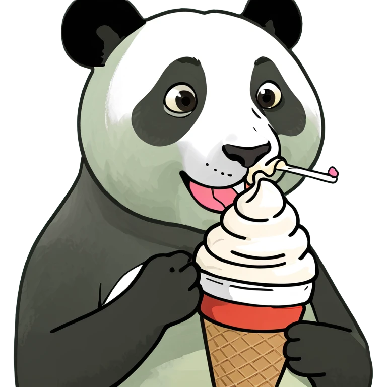 Panda eating ice cream emoji