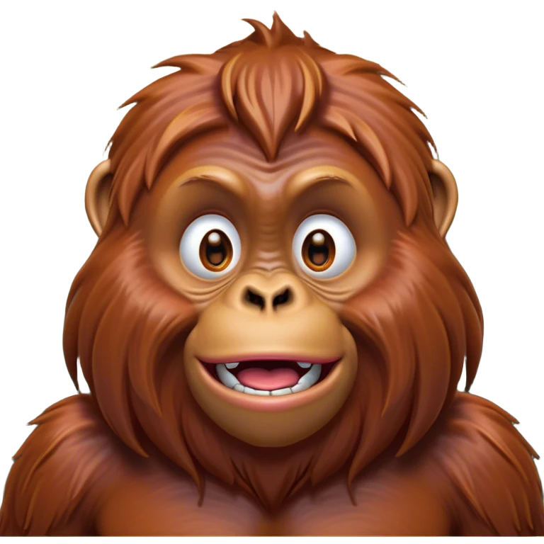 Cinematic Comical Orangutan Portrait Emoji, Head tilted dramatically with an exaggeratedly shocked expression, featuring a robust, animated face with wide, comically expressive eyes full of humorous disbelief, Simplified yet hilariously expressive features, highly detailed, glowing with a slightly sassy glow, high shine, dramatic yet playful, stylized with an air of quirky jungle attitude, soft glowing outline, capturing the essence of a meme-worthy orangutan that looks ready to side-eye its way into viral fame! emoji