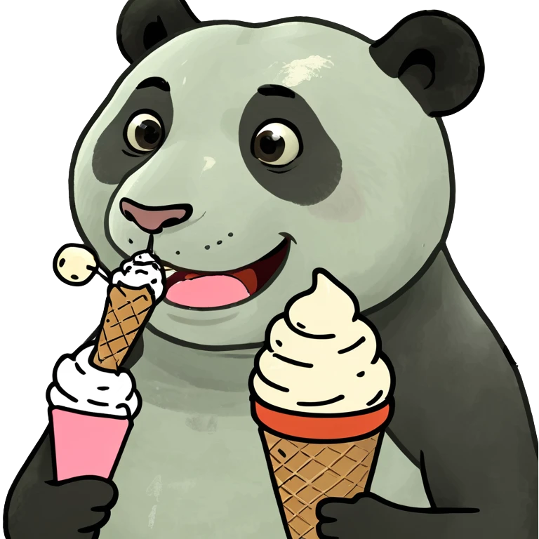 Panda eating ice cream emoji