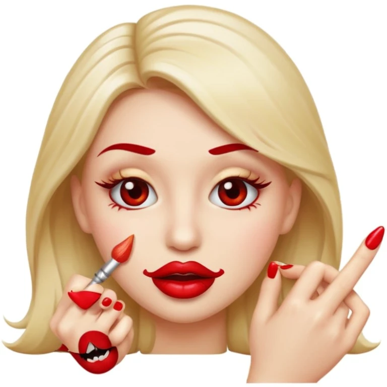 je veux un emogies avec des faux cils des belle levre avec du rouge a levre qui se mordille son ongle nail art  emoji