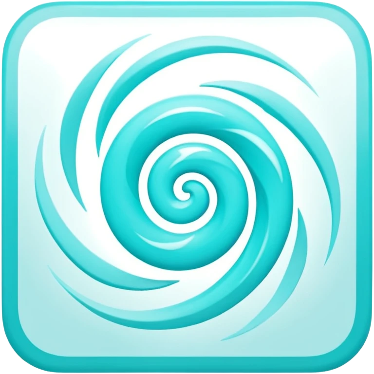 a Tiny compressed Stylized light-turquoise whirlwind symbol inside a pastel white square icon, light turquoise borders emoji
