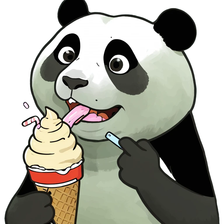 Panda eating ice cream emoji