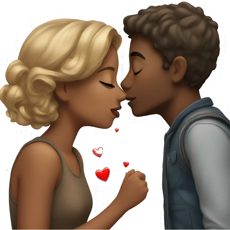 a boy kissing girl and doing romance emoji