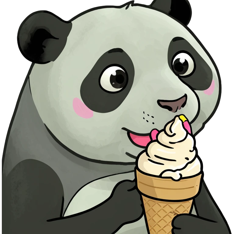 Panda eating ice cream emoji
