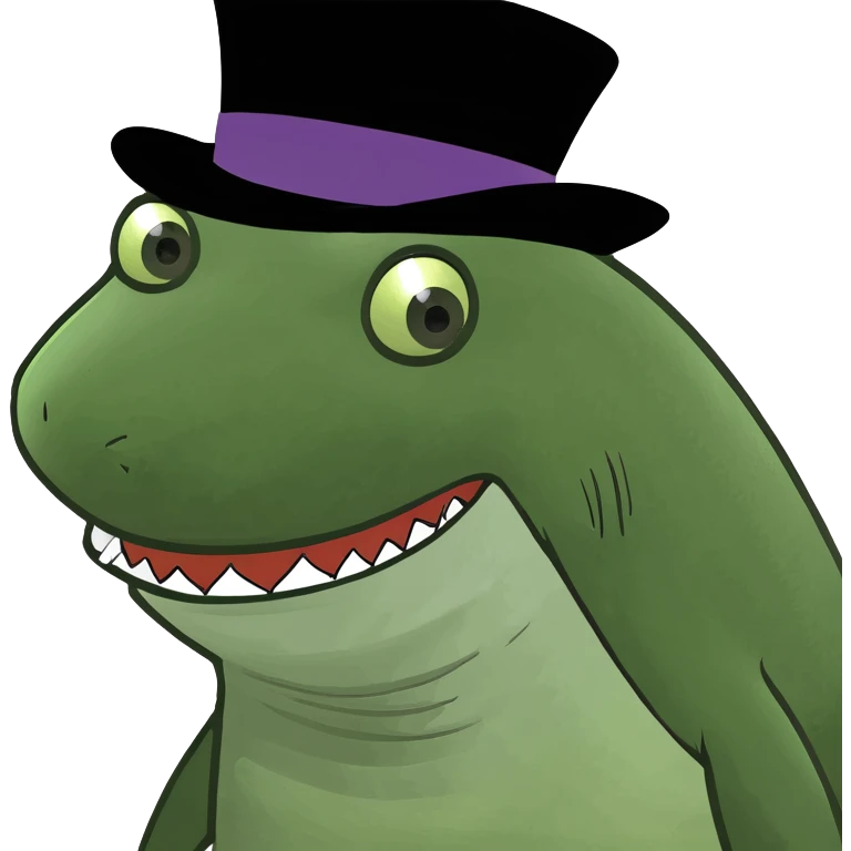 Shark with a top hat emoji