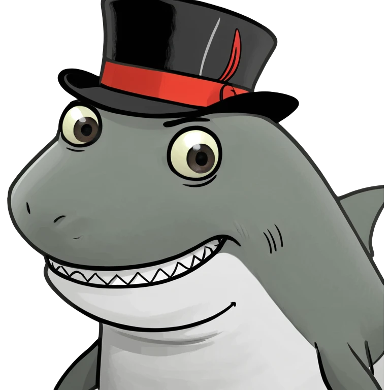Shark with a top hat emoji